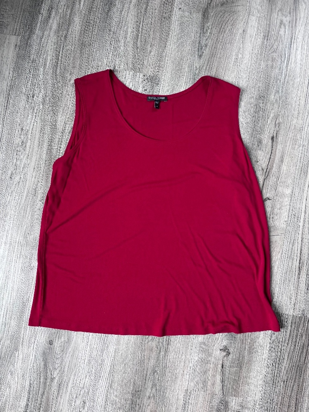 Eileen Fisher Woman 100% Silk Dark Red Sleeveless Scoop Neck Tank Top size 1X